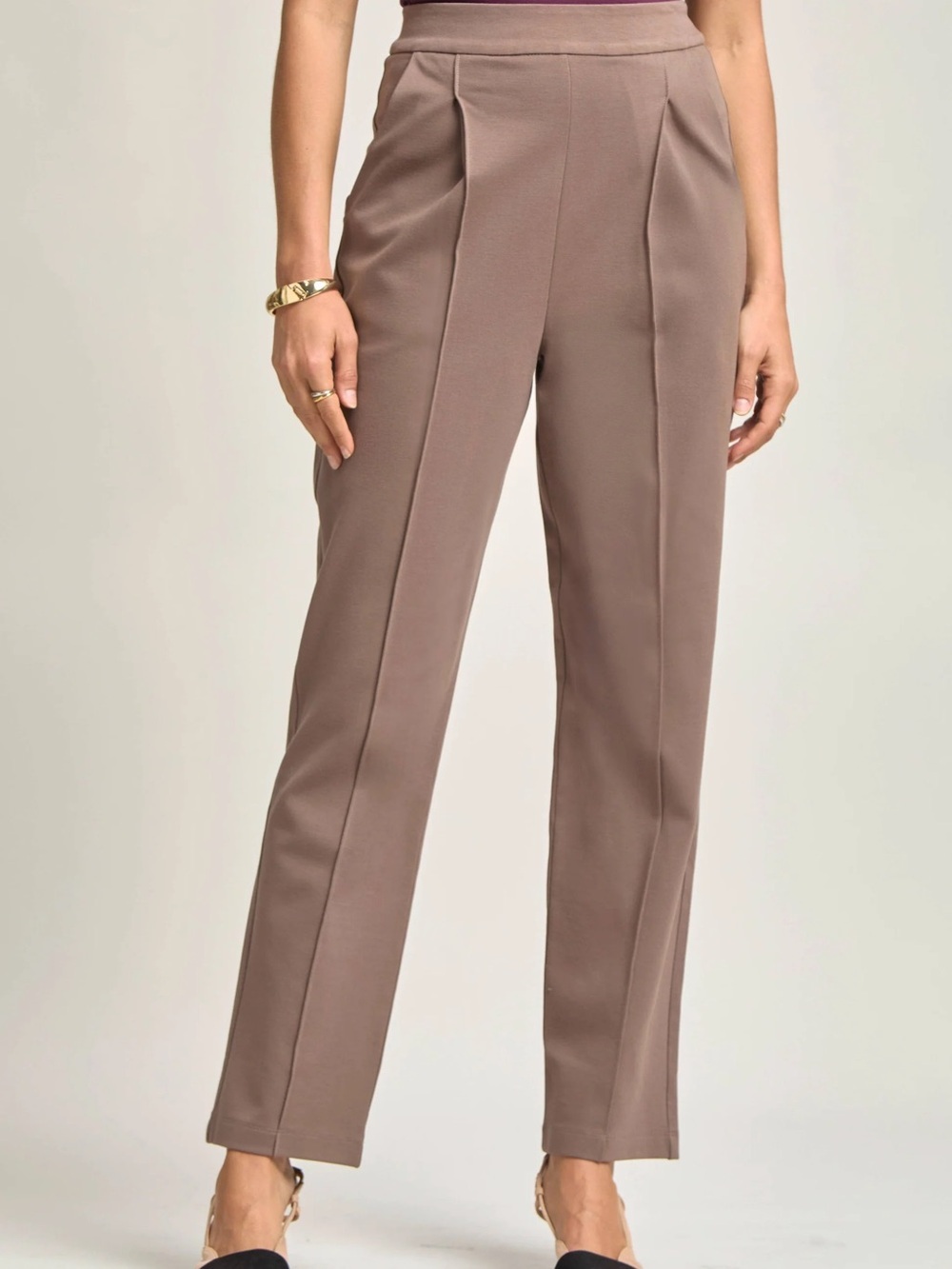 Dear Scarlett Taupe Straight-Leg High-Rise Pants NWT